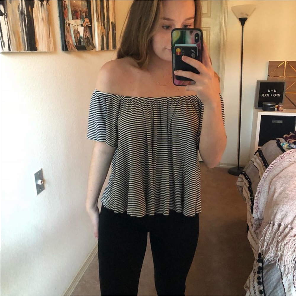 Black & White Off the Shoulder Top